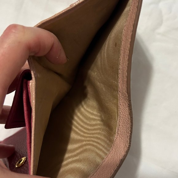 Pink Miu Miu Fold Over Snap Wallet - Picture 8 of 14